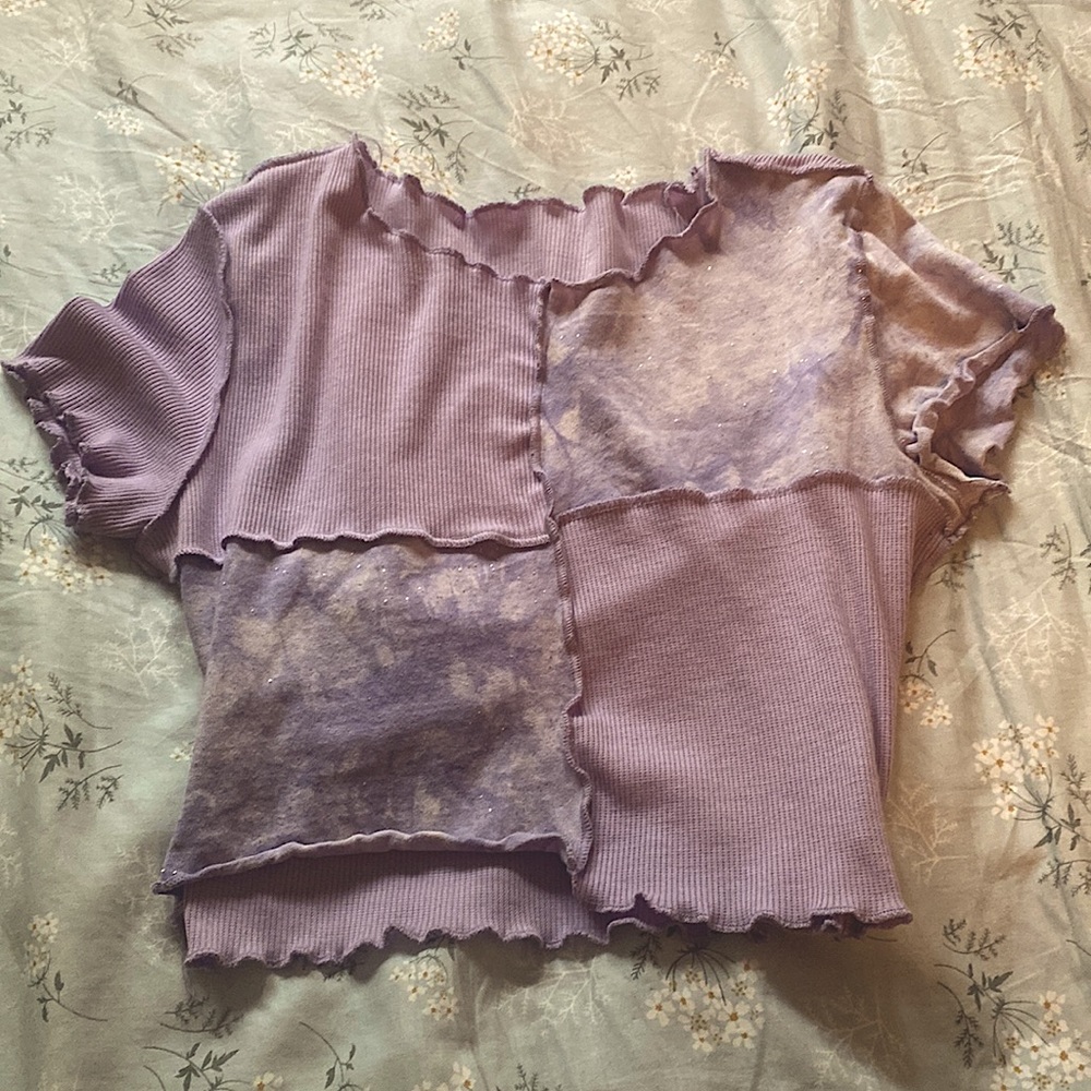 Small Purple sparkly Color-Block baby t-shirt